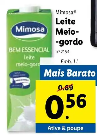 Lidl Mimosa Leite Meio-gordo 1L promoção