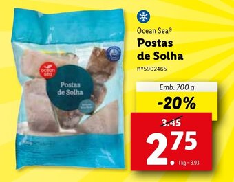 Lidl Ocean Sea Postas de Solha 700g promoção
