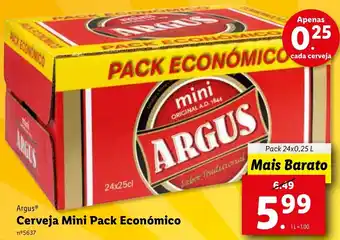 Lidl Argus Ceveja Mini Pack Económico 24x0,25L promoção