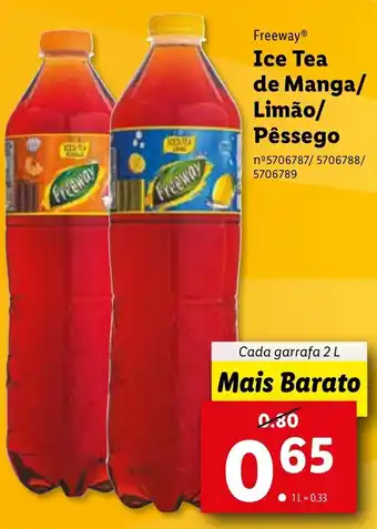 Lidl Freeway Ice Tea de Manga/ Limão/ Pêssego 2L promoção