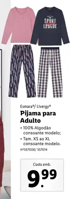 Lidl Esmara/Livergy Pijama para Adulto XS-XL promoção