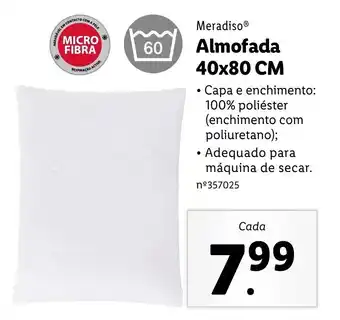 Lidl Meradiso Almofada 40x80cm promoção