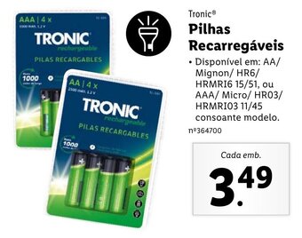 Lidl Tronic Pilhas Recarregáveis promoção