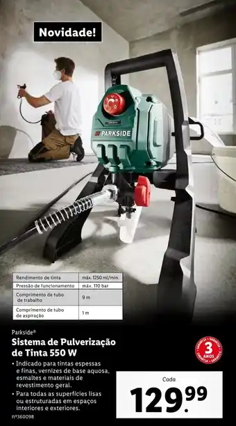 Lidl Parkside Sistema de Pulvurização de Tinta 550W promoção