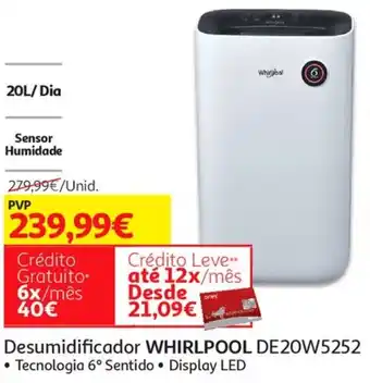 Auchan Whirlpool Desumidificador DE20W5252 promoção