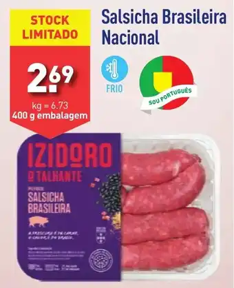 ALDI Salsicha Brasileira Nacional 400 g embalagem promoção