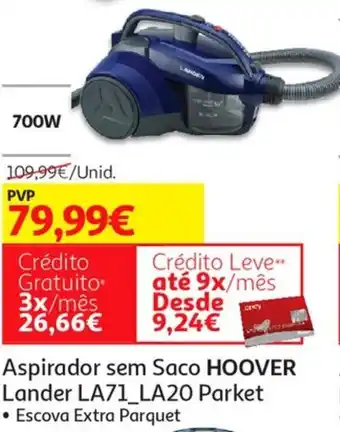 Auchan Aspirador sem Saco Hooper Lander LA71_LA20 Parket promoção