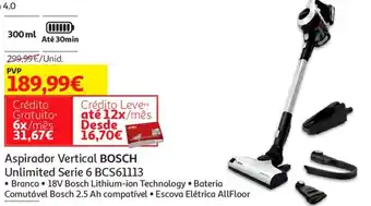 Auchan Bosch Aspirador Vertical Unlimited Serie 6 BCS61113 promoção