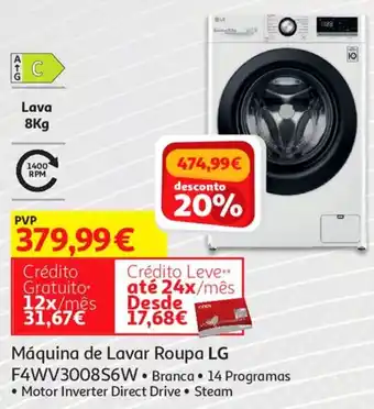 Auchan LG Máquina Lavar Roupa F4WV3008S6W promoção