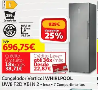 Auchan Whirlpool Congelador Vertical UW8 F2D XBI N 2 promoção