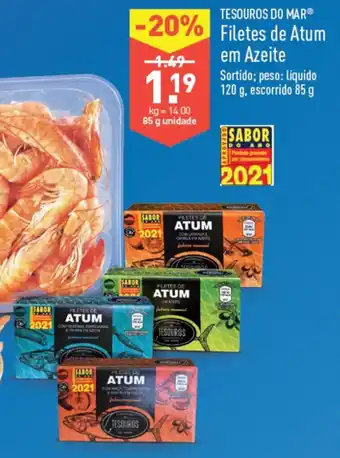 ALDI Tesouros Do Mar Filetes de Atum em Azeite 85g promoção