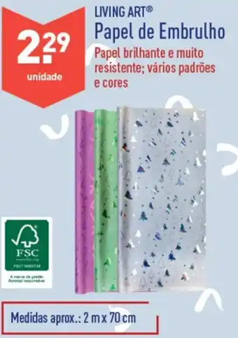 ALDI Living Art Papel de Embrulho 2cm x 70cm promoção