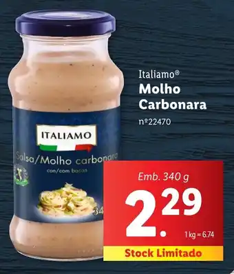 Lidl Italiamo Molho Carbonara Emb. 340 g promoção