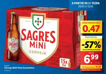 Lidl Sagres Cerveja Mini Pack Económico Pack 15x0,25 L promoção