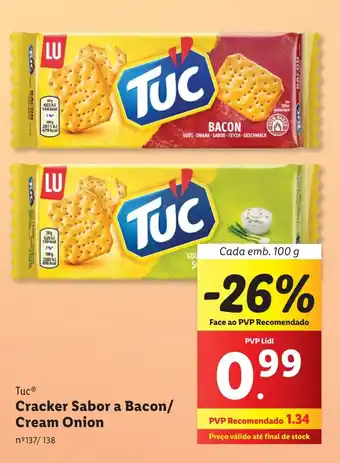 Lidl Tuc Cracker Sabor a Bacon/ Cream Onion nº137/ 138 promoção