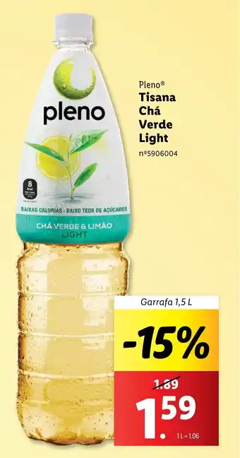 Lidl Pleno Tisana Chá Verde Light Garrafa 1,5 L promoção