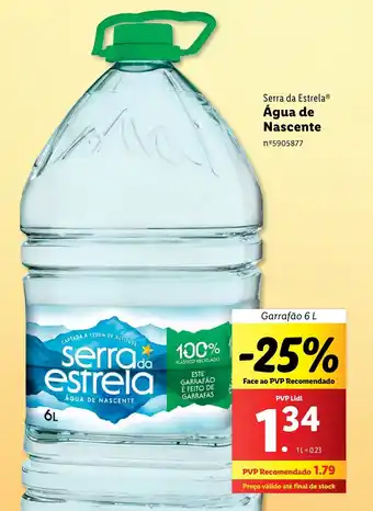 Lidl Serra da Estrela Água de Nascente Garrafão 6 L promoção