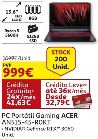 Acer PC Portátil Gaming AN515-45-ROKT