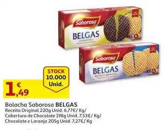 Auchan Bolacha Saborosa Belgas Receita Original 220g/Cobertura de Chocolate 198g/Chocolate e Laranja 205g promoção