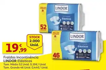 Auchan Fraldas Incontinência Lindor Elásticos Médio 52 unid/Grande 46 unid promoção