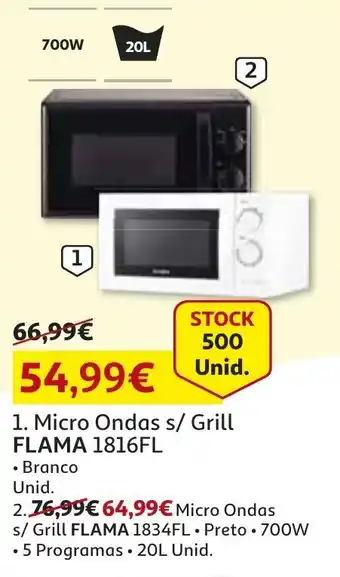 Auchan Micro Ondas s/Grill Flama 1816Fl promoção