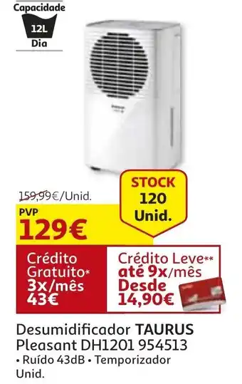 Auchan Desumidificador Taurus Pleasant DH1201 promoção