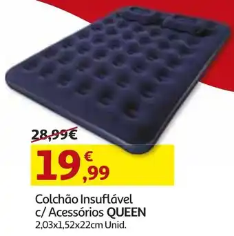 Auchan Colchão Insuflável c/ Acessórios Queen 2,03x1,52x22cm promoção