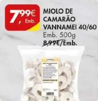 Pingo Doce MIOLO DE CAMARÃO VANNAMEI 40/60 Emb. 500g promoção