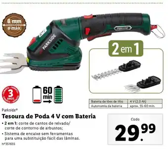 Lidl Tesoura de Poda 4 V com Bateria promoção