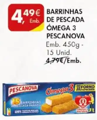 Pingo Doce BARRINHAS DE PESCADA ÓMEGA 3 PESCANOVA emb. 450g promoção