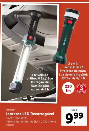 Lidl Lanterna LED Recarregável promoção