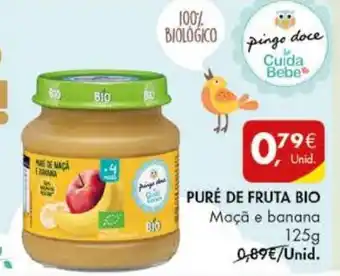 Pingo Doce PURÉ DE FRUTA BIO Maçã e banana 125g promoção