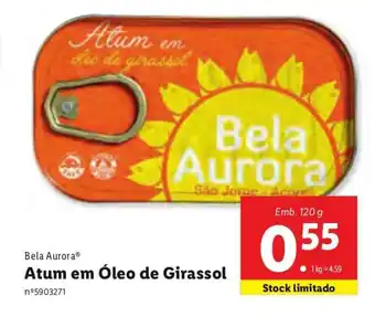 Lidl Bela Aurora Atum em Óleo de Girassol 120g promoção