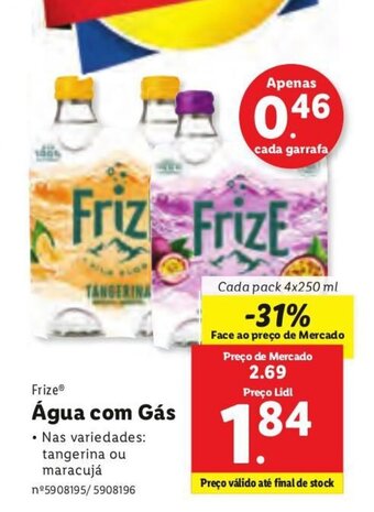 Lidl Frize Água com Gás 4x250ml promoção