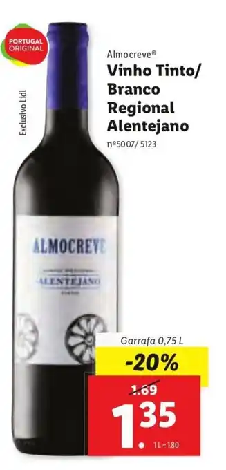 Lidl Almocreve Vibho Tinto/ Branco Regional Alentejano 0,75L promoção