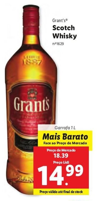 Lidl Grant's Scotch Whisky 1L promoção