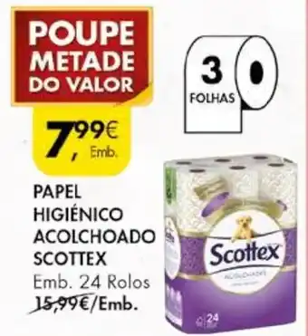 Pingo Doce PAPEL HIGIÉNICO ACOLCHOADO SCOTTEX Emb. 24 Rolos promoção