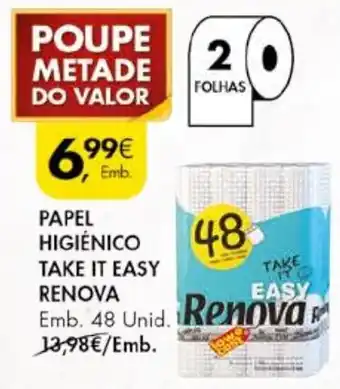 Pingo Doce PAPEL HIGIÉNICO TAKE IT EASY RENOVA Emb. 48 Unid. promoção