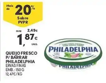 Continente QUEIJO FRESCO P/BARRAR PHILADELPHIA ERVAS FINAS EMB. 150G promoção