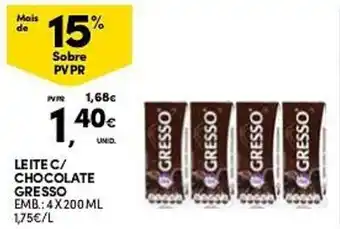 Continente LEITE C/ CHOCOLATE GRESSO EMB: 4X200ML promoção