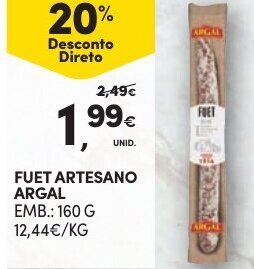 Continente Fuet Artesano Argal 160g promoção