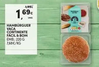 Continente Hambúrguer Vaca Continente Facil & Bom 220g promoção