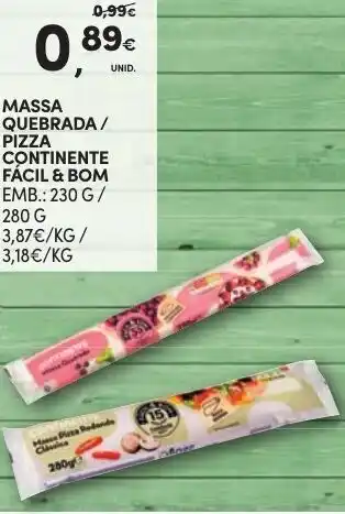 Continente Massa Quebrada/Pizza Continente Fácil & Bom 230g promoção