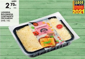 Continente Lasanha Bolonhesa Continente Fácil & Bom 1kg promoção