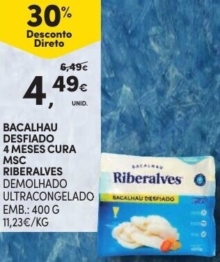Continente Bacalhau Desfiado 4 Meses Cura MSC Riberalves 400g promoção