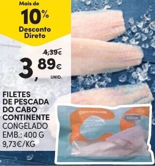 Continente Filetes de Pescada do Cabo Continente 400g promoção