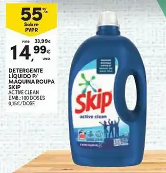 Continente DETERGENTE LIQUIDO P/ MAQUINA ROUPA SKIP ACTIVE CLEAN EMB100 DOSES promoção