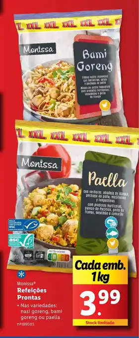 Lidl Monissa Refeições Prontas Cada emb. 1kg promoção