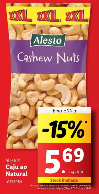 Lidl Alesto Caju ao Natural Emb. 500 g promoção
