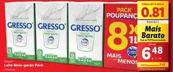 Lidl Gresso Leite Meio-gordo Pack promoção